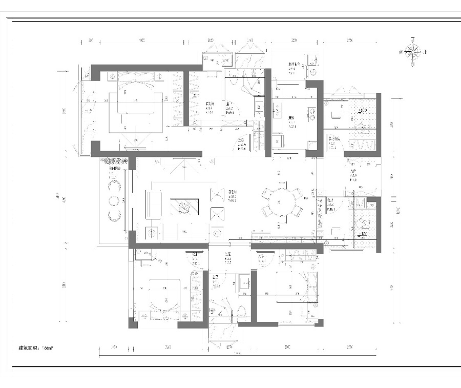 现代黑白经典-四居室效果图装修设计理念